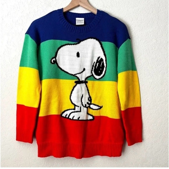 PEANUTS Snoopy x Forever 21 Knit Pullover Sweater Crewneck Rainbow Color… - Picture 5 of 7